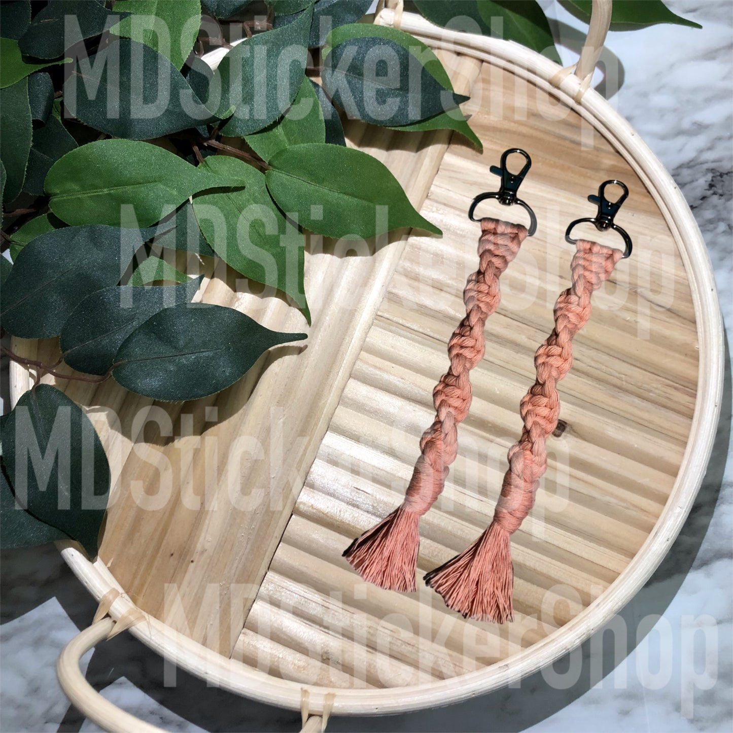 Pink Twisted Macrame Keychain