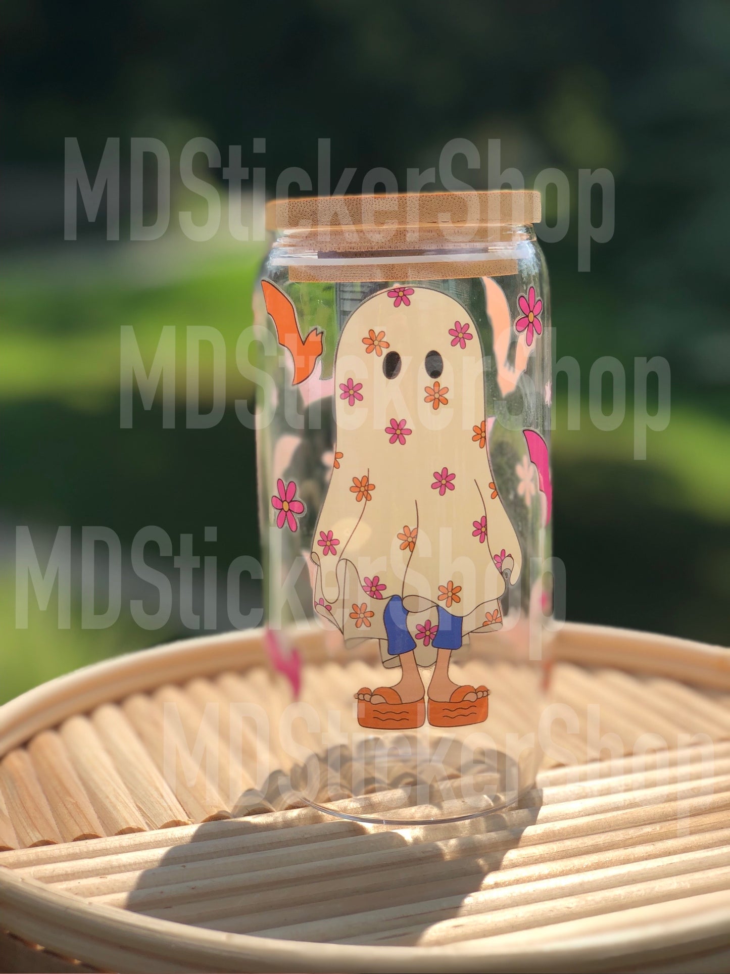 Lizzie Halloween Ghost Beer Can Glass Cup