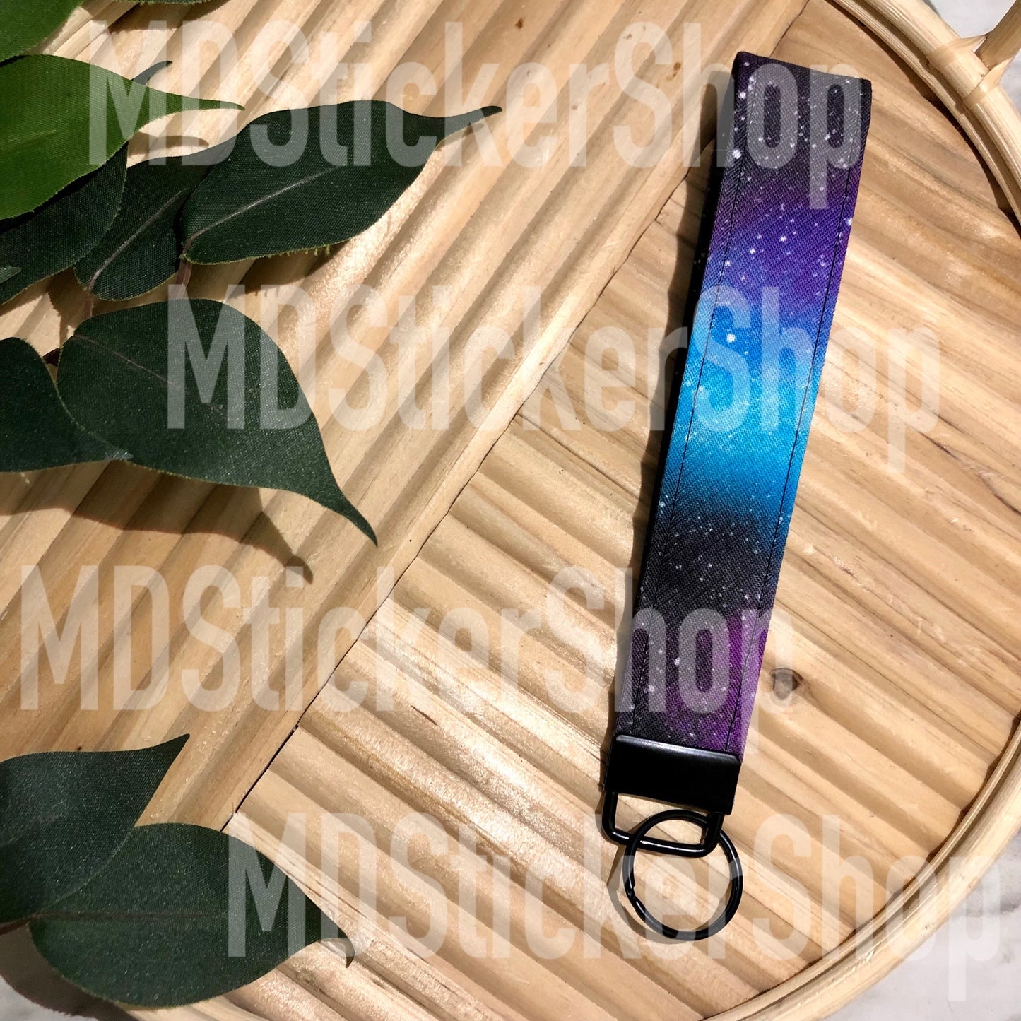 Galaxy Print Fabric Keychain, Key Fob
