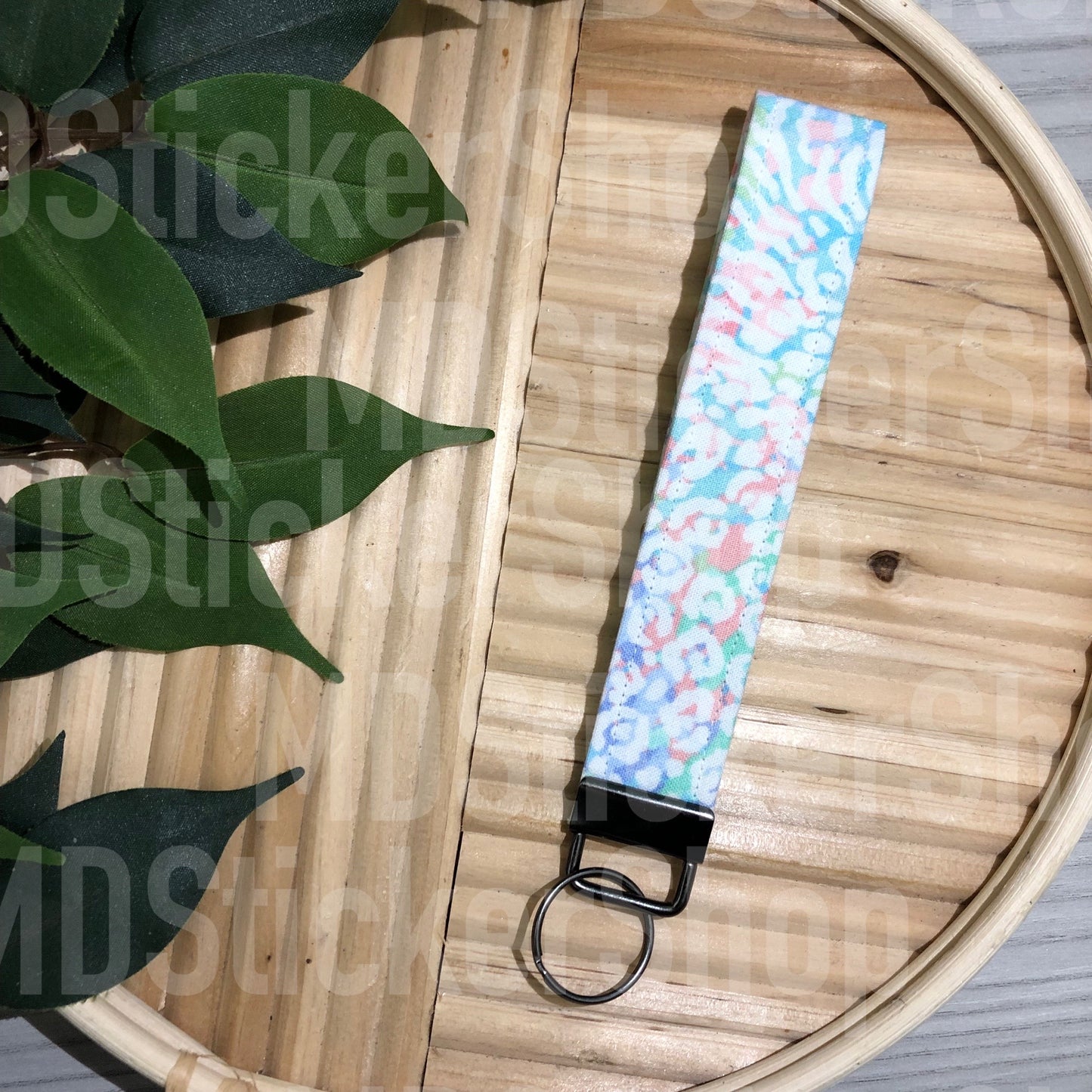 Pastel Animal Print Fabric Keychain, Key Fob