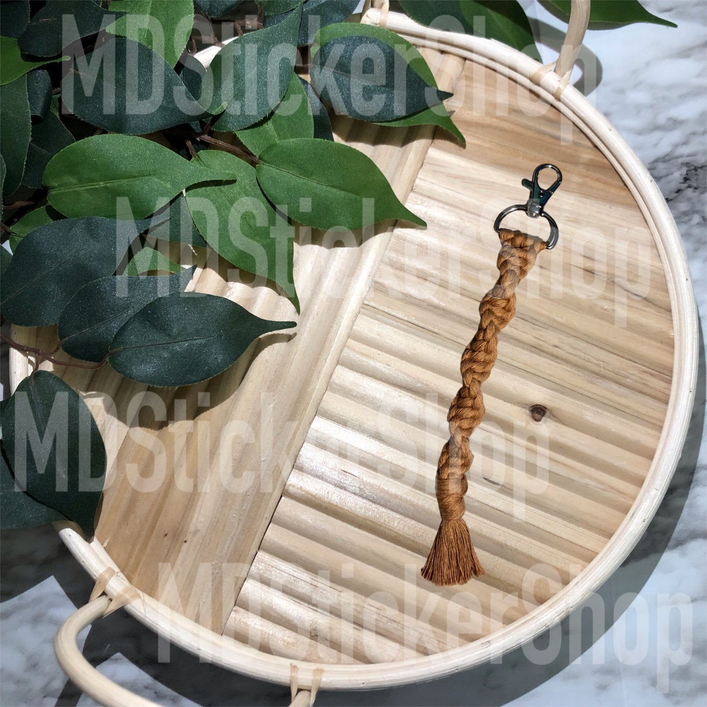 Caramel Twisted Macrame Keychain