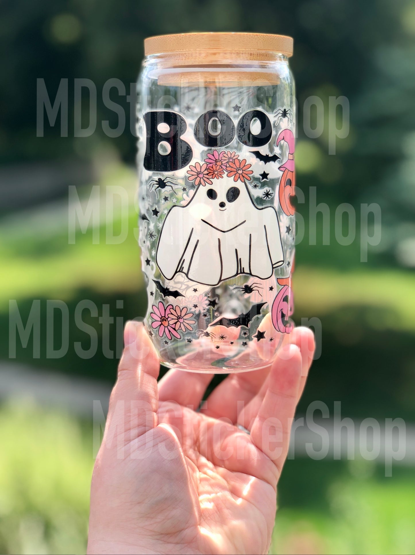 Boo Ghost Halloween Icons Beer Can Glass Cup