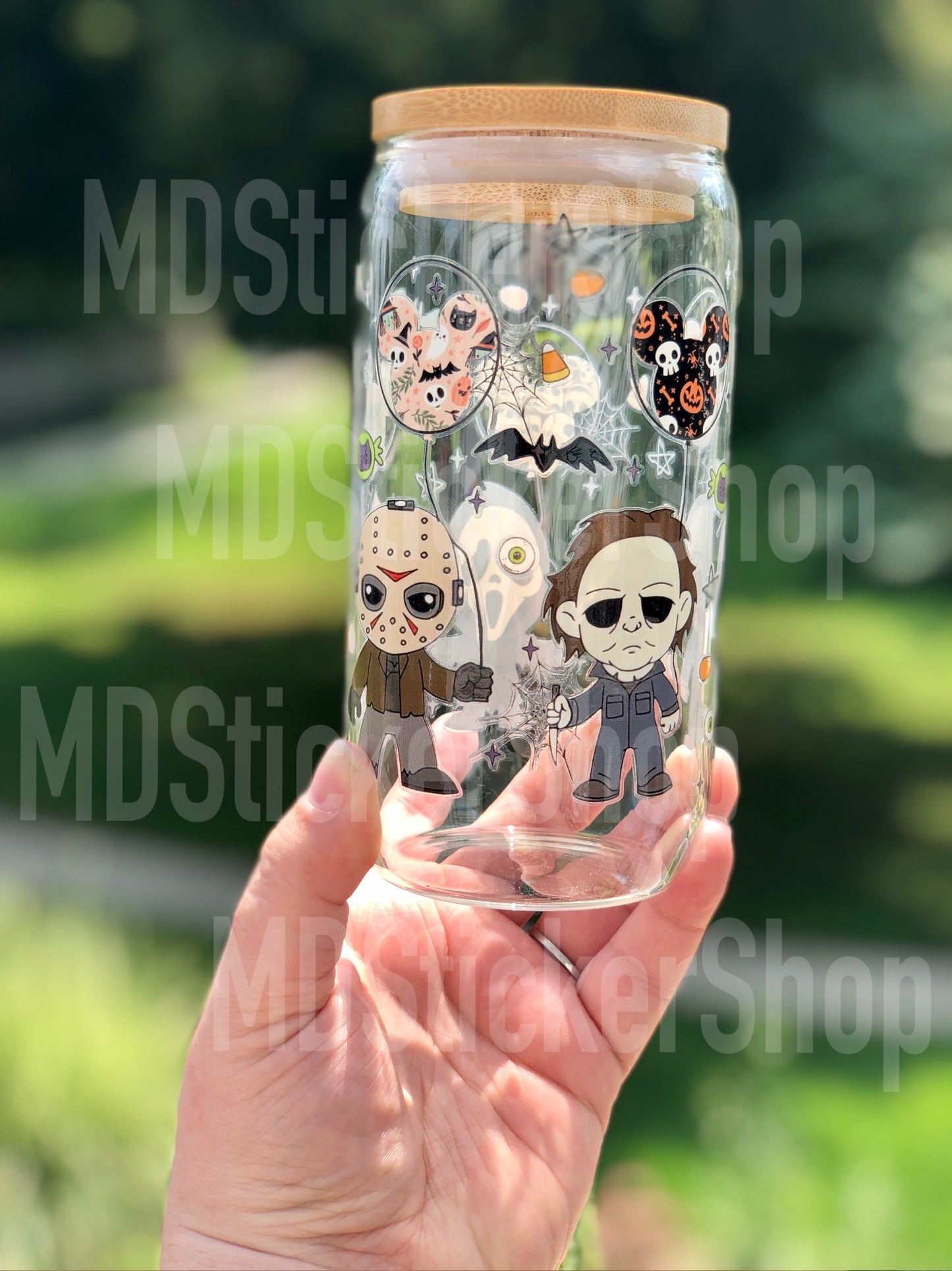 Horror Cartoon Halloween Beer Can Glass Cup
