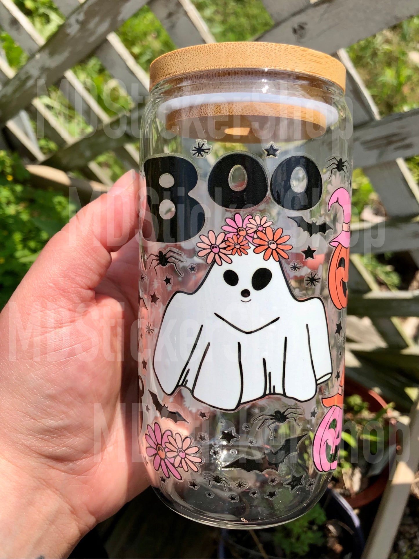 Boo Ghost Halloween Icons Beer Can Glass Cup