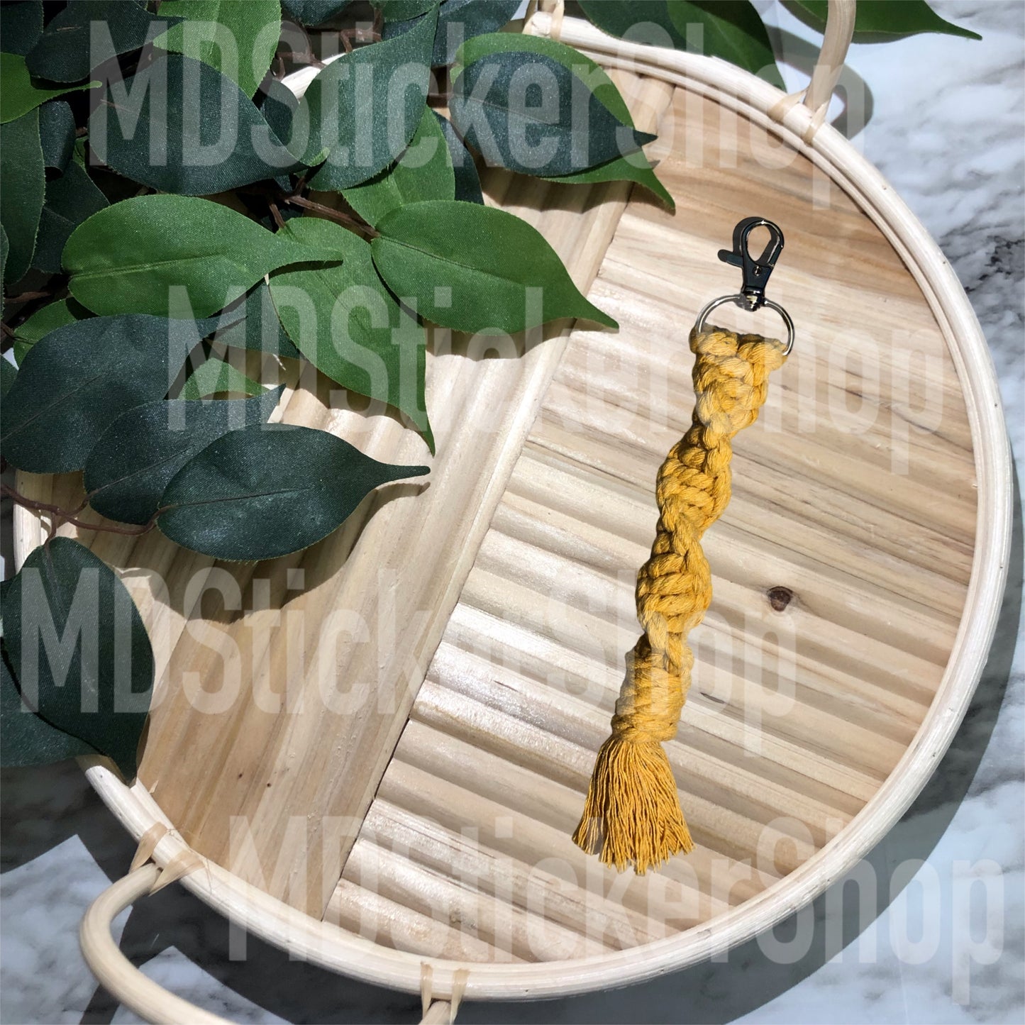 Mustard Twisted Macrame Keychain