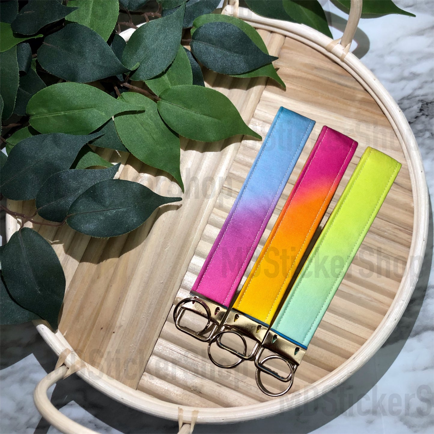 Ombré Rainbow Print Fabric Keychain, Key Fob