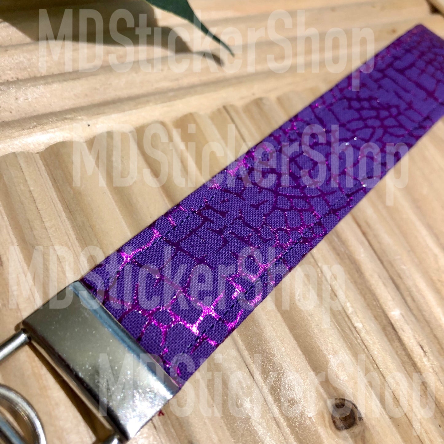 Purple Dragonfly Wing Print Fabric Keychain, Key Fob