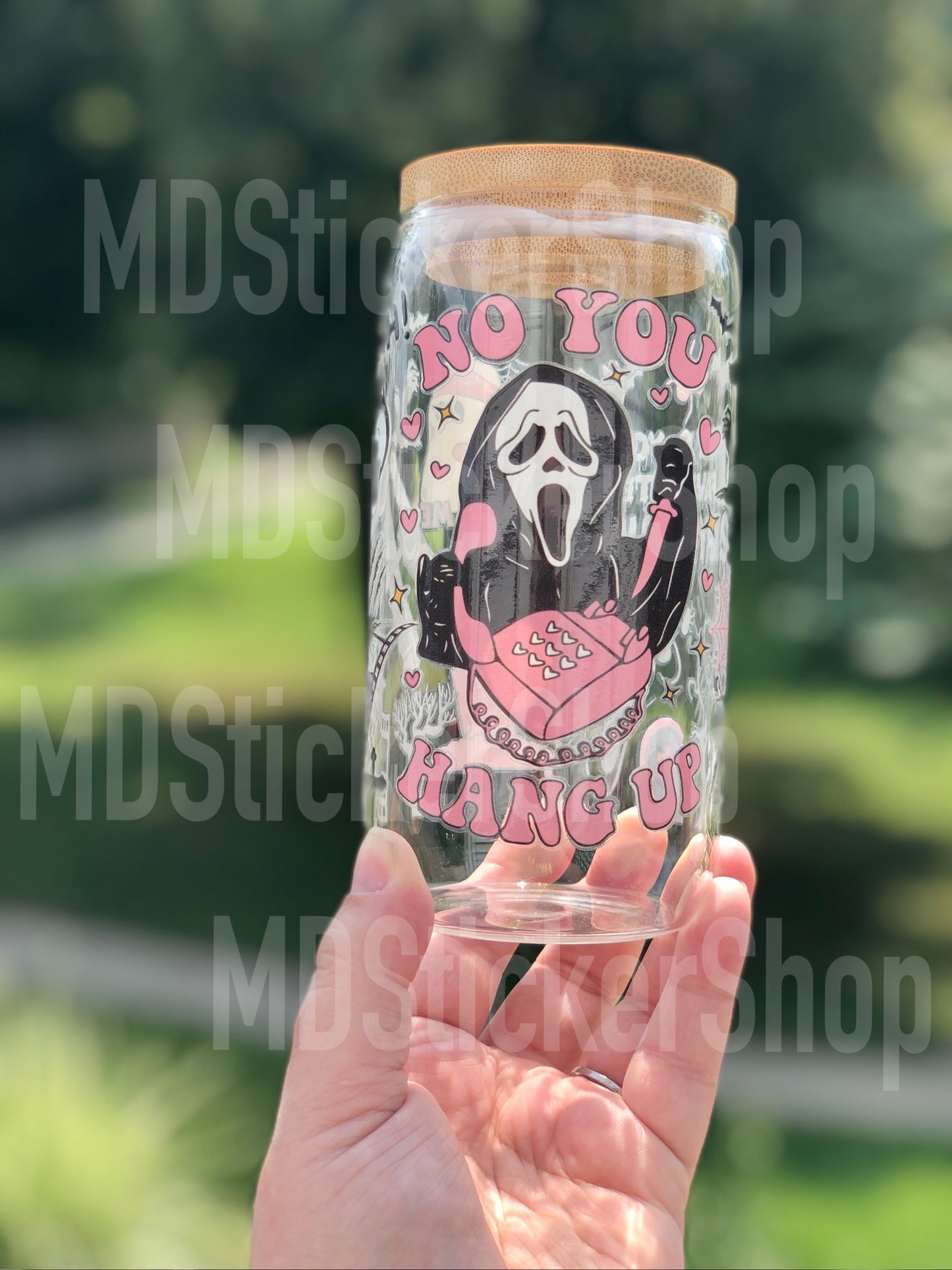 No You Hang Up Ghost(Face) Halloween Beer Can Glass Cup