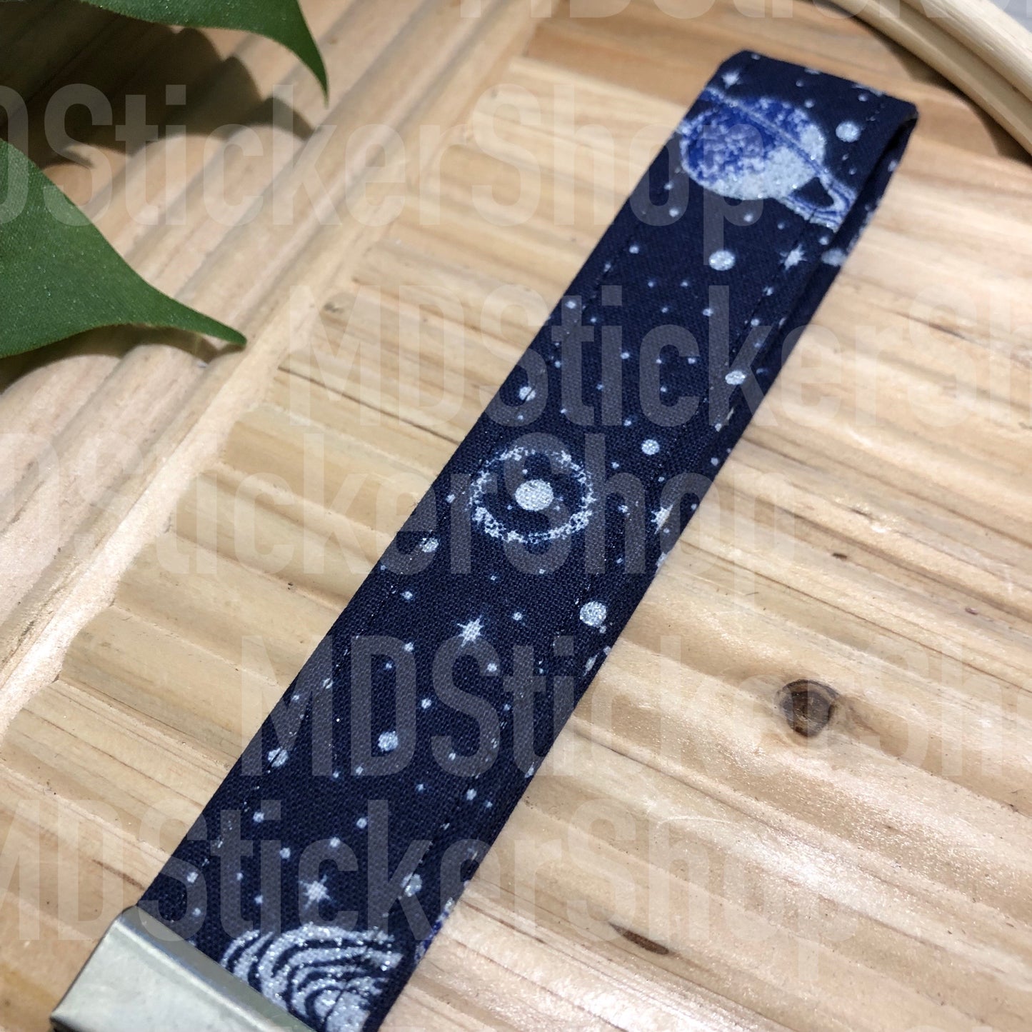 Glitter Space Print Fabric Keychain, Key Fob