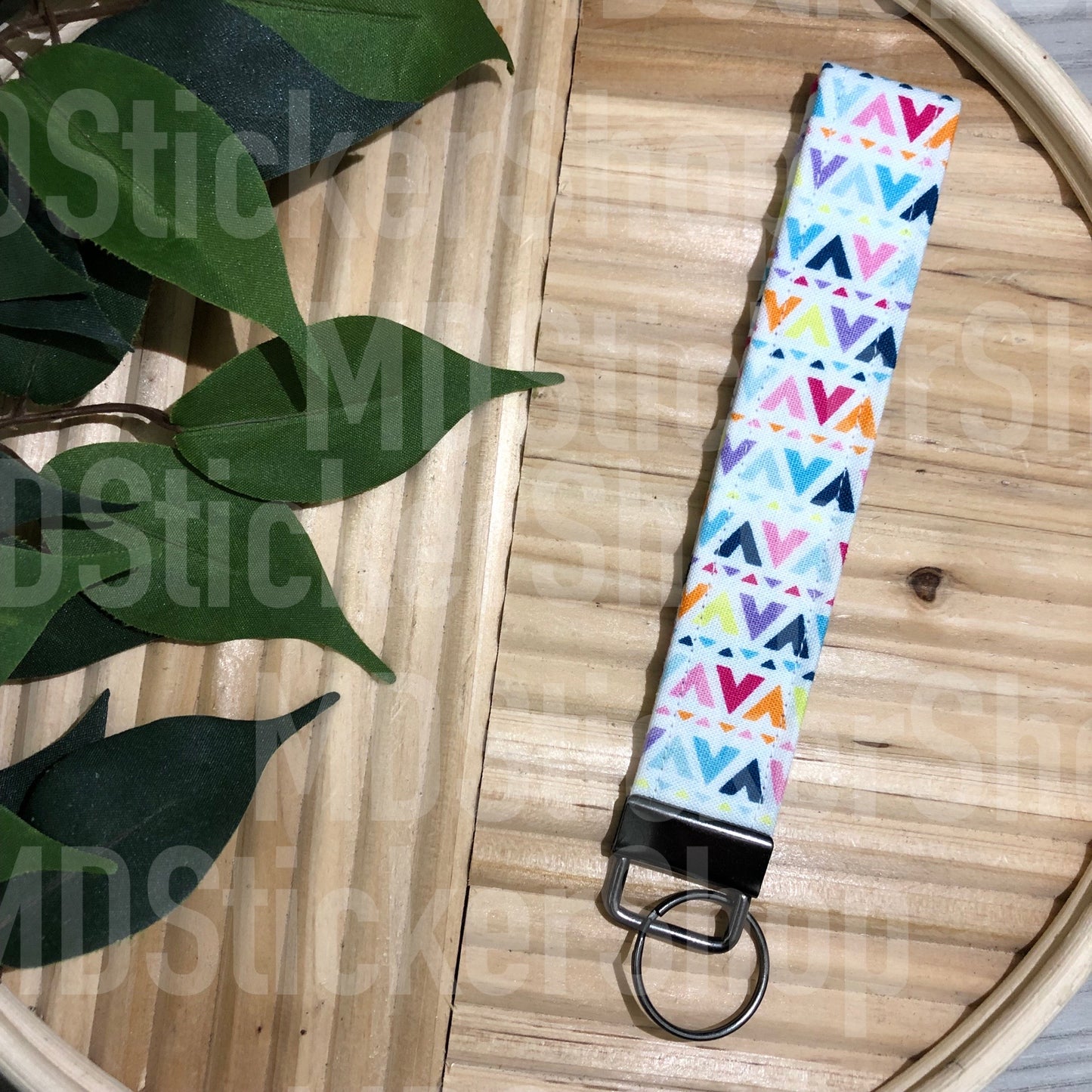 Colorful Peaks Print Fabric Keychain, Key Fob