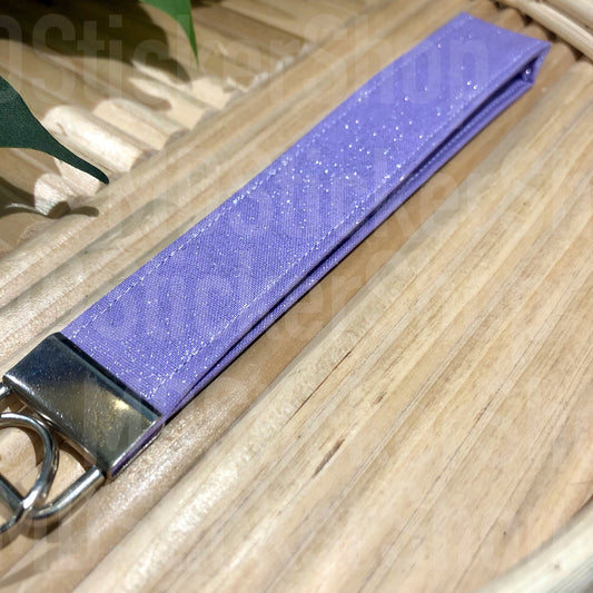 Purple Glitter Print Fabric Keychain