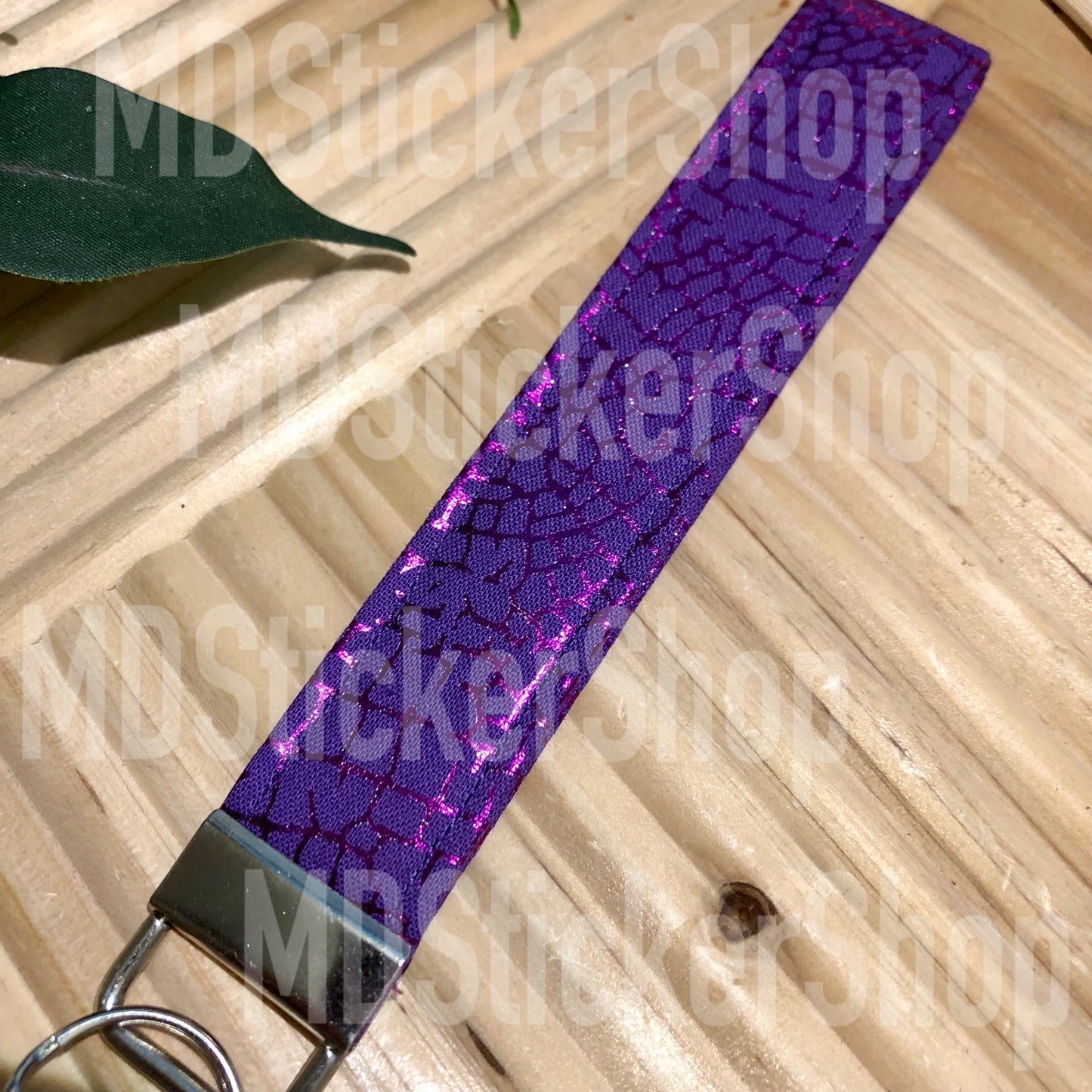 Purple Dragonfly Wing Print Fabric Keychain, Key Fob