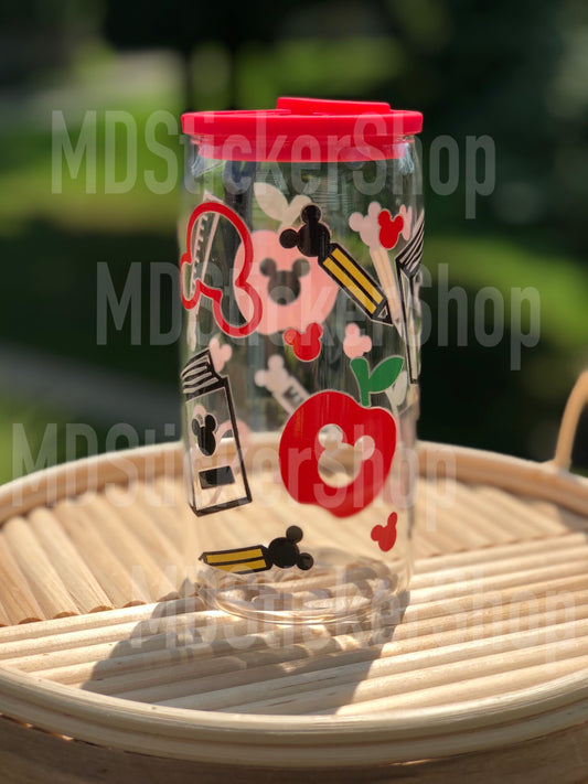 Teacher Red Mouse Beer Can Glass Cup