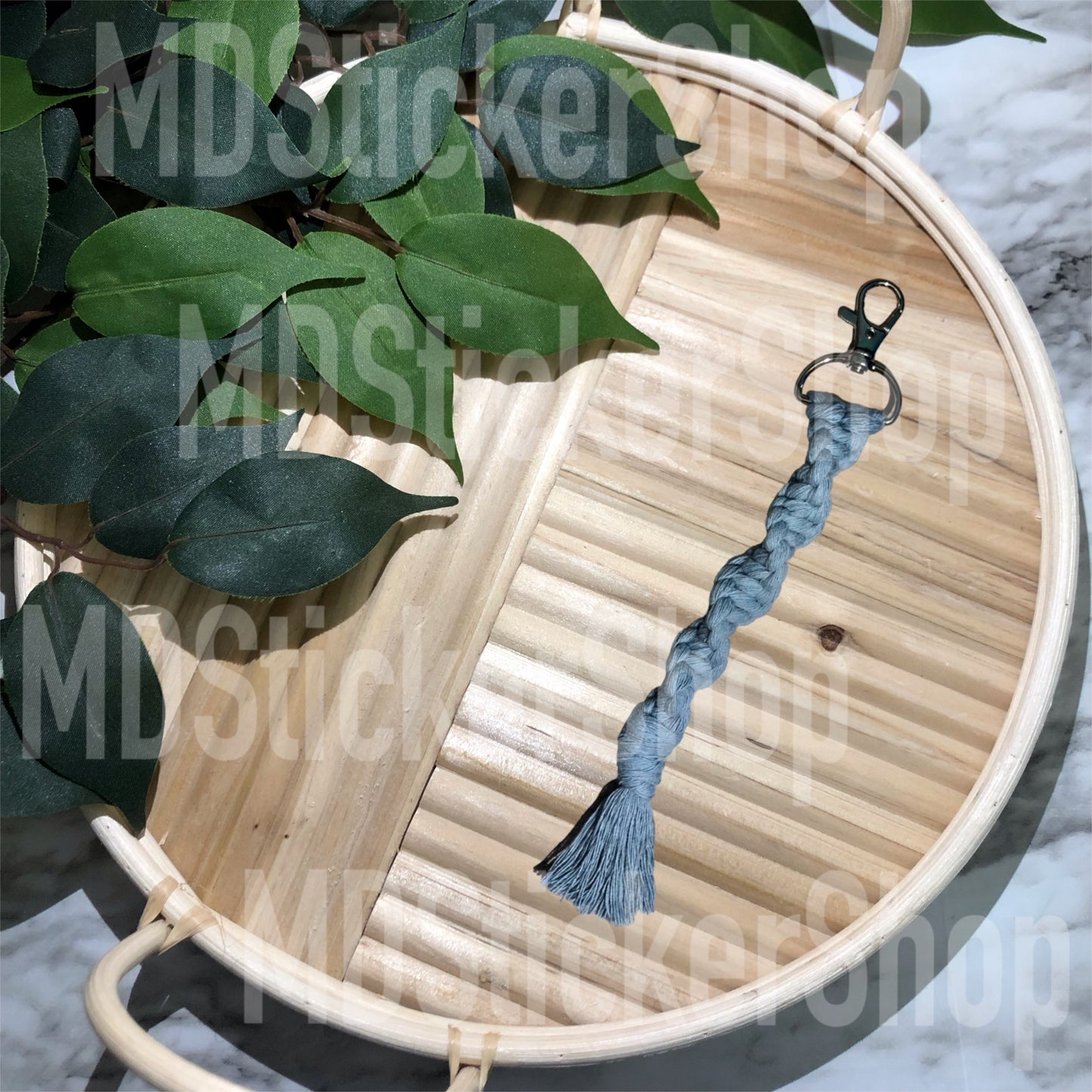 Blue Twisted Macrame Keychain