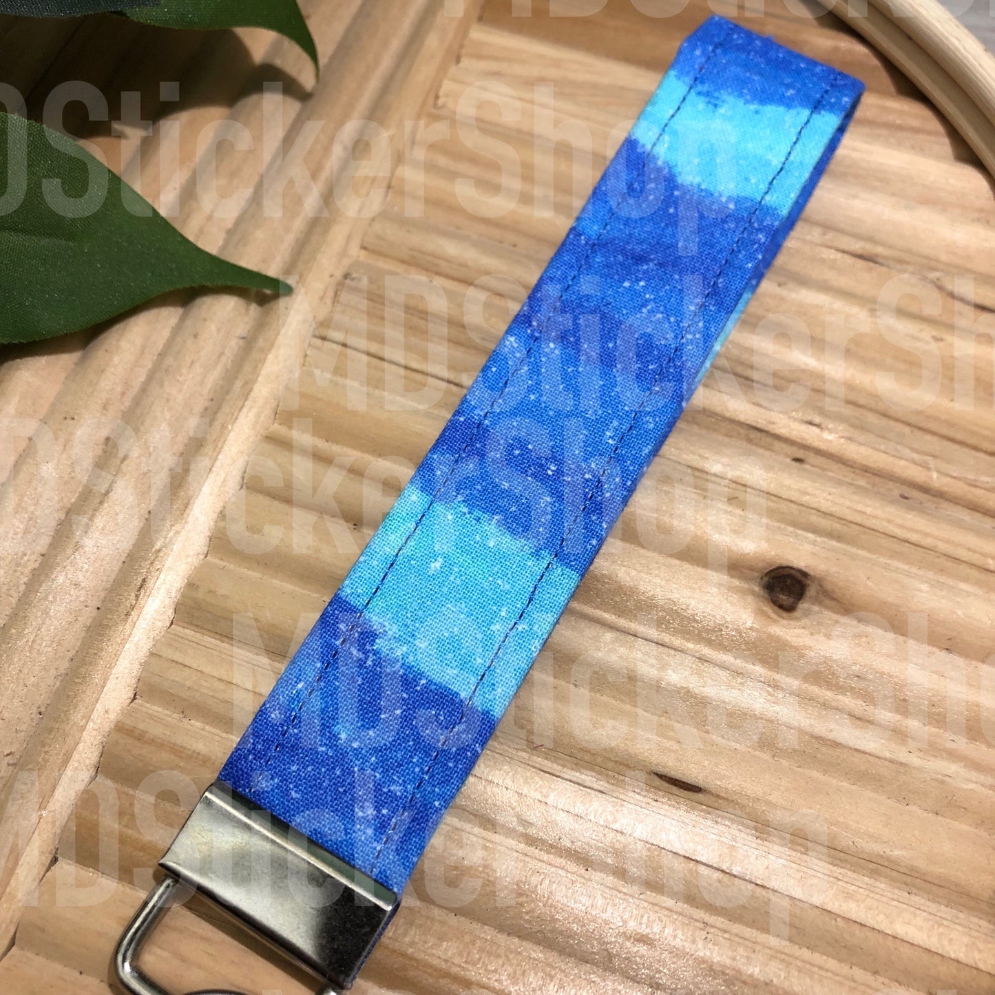 Ocean Waves Print Fabric Keychain, Key Fob