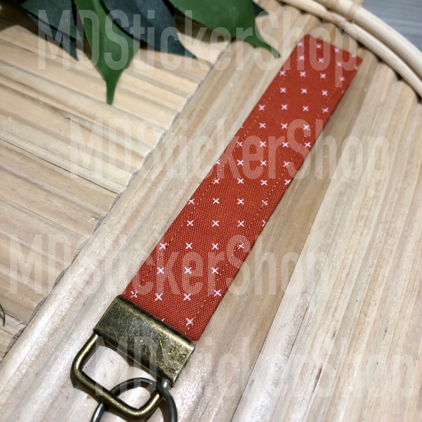 Rust X Print Fabric Keychain, Key Fob