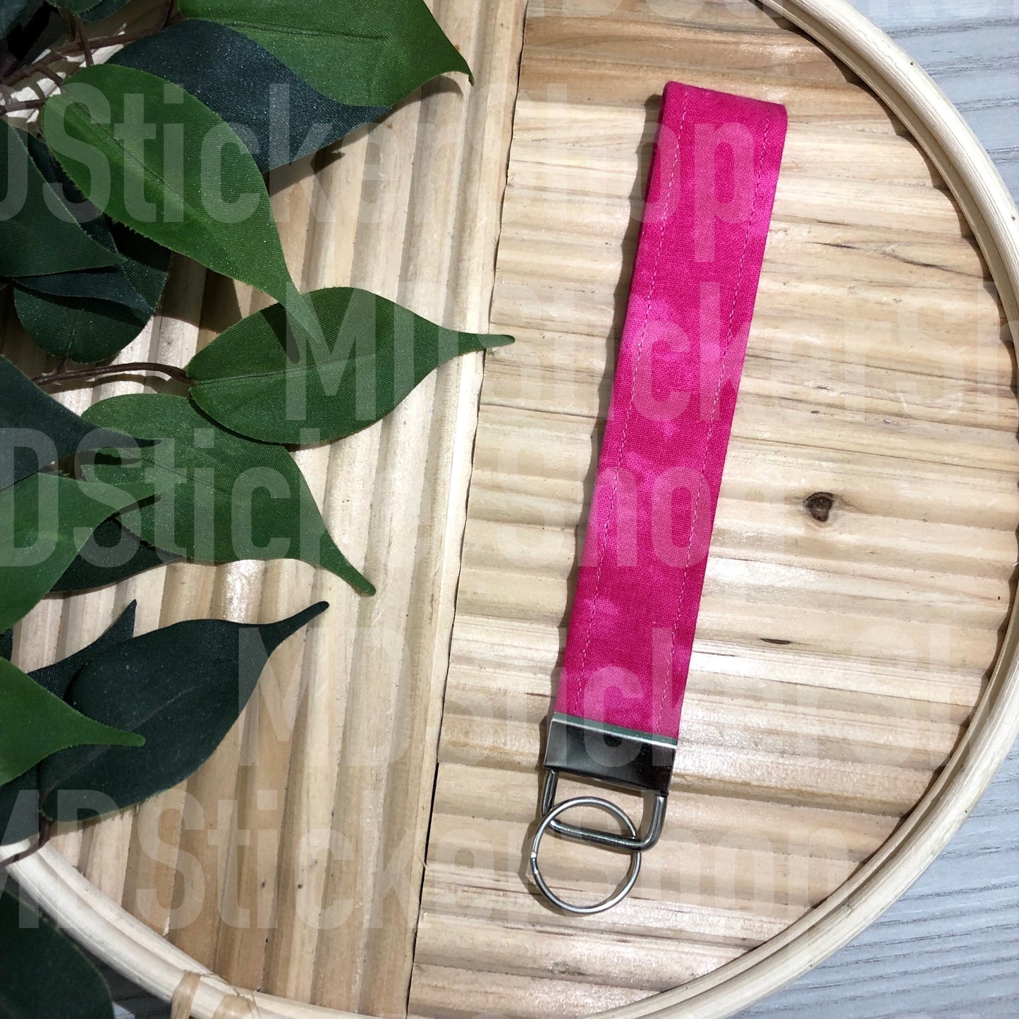 Cloudy Pink Print Fabric Keychain, Key Fob