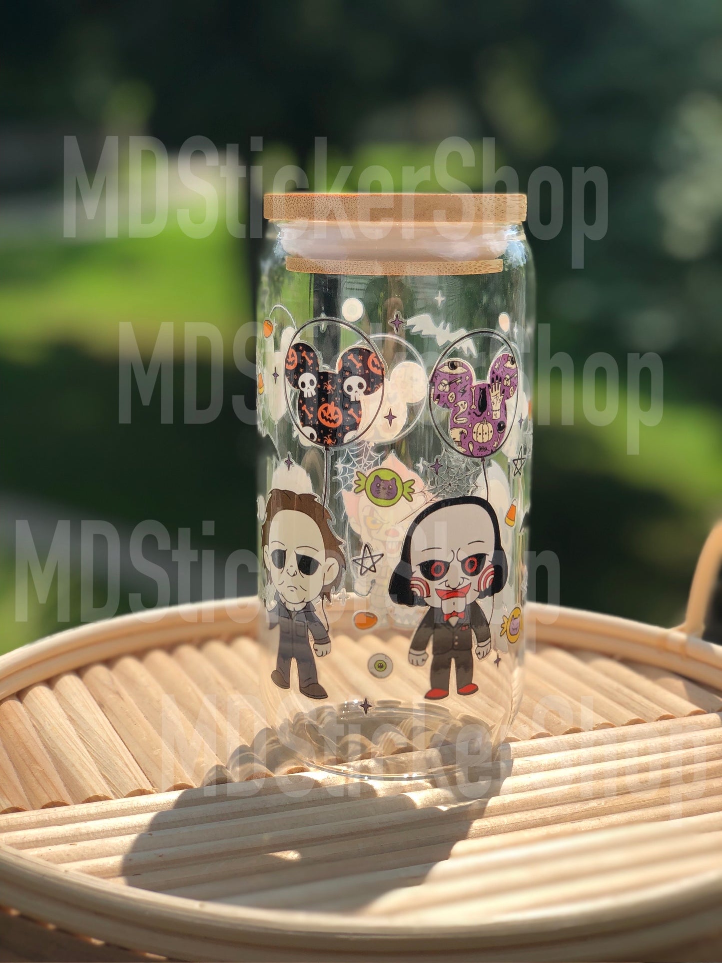 Horror Cartoon Halloween Beer Can Glass Cup