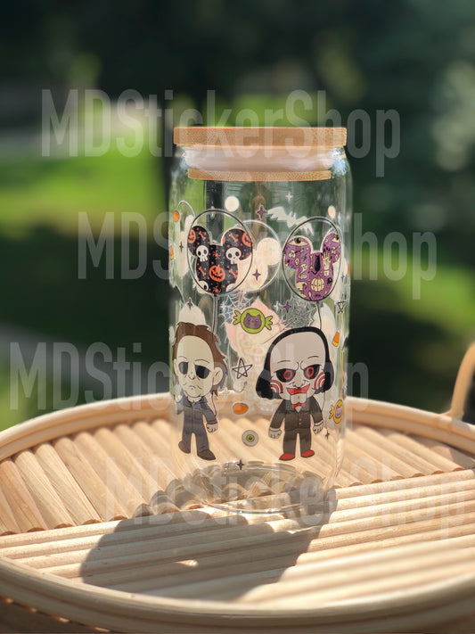 Horror Cartoon Halloween Beer Can Glass Cup