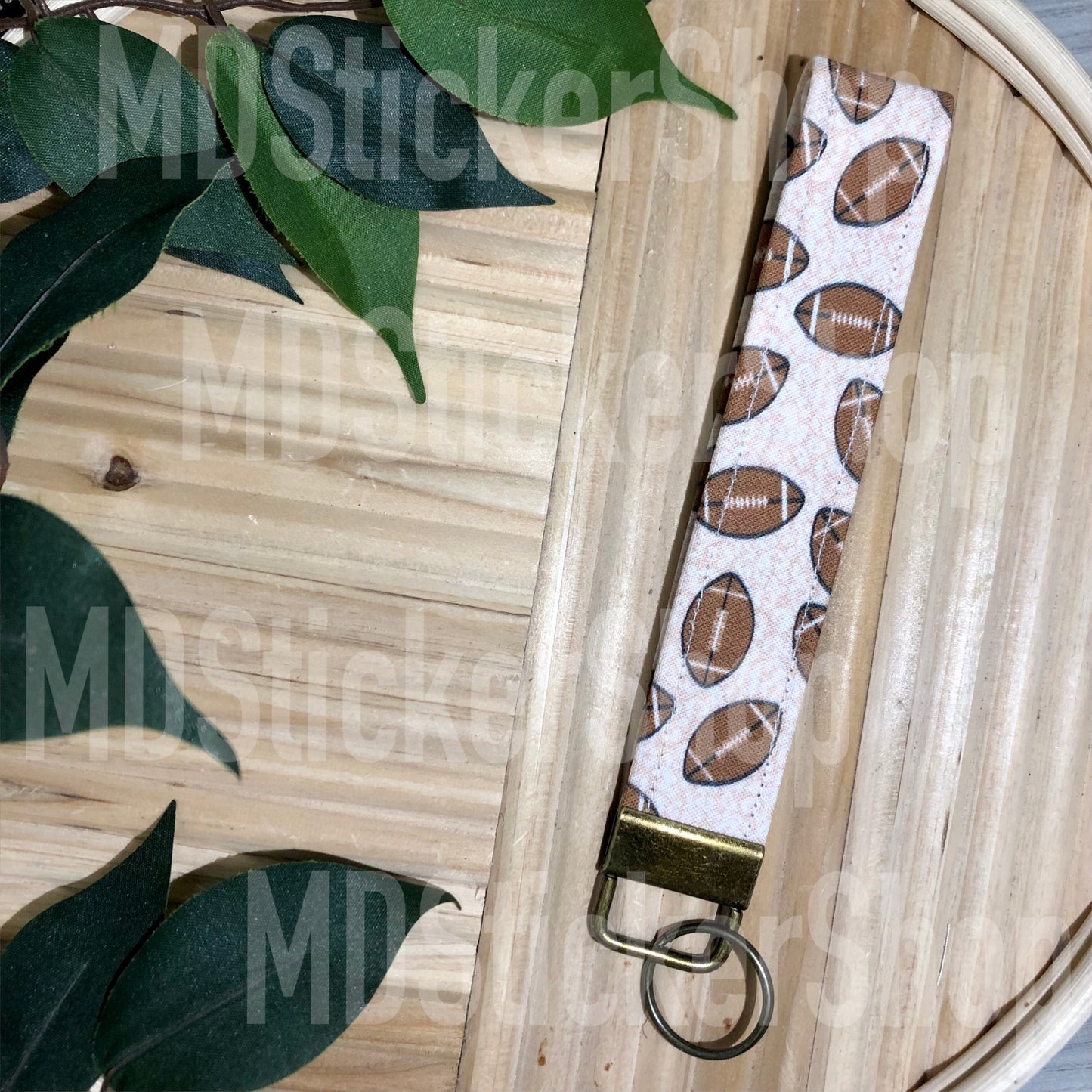 Football Cheetah Print Fabric Keychain, Key Fob