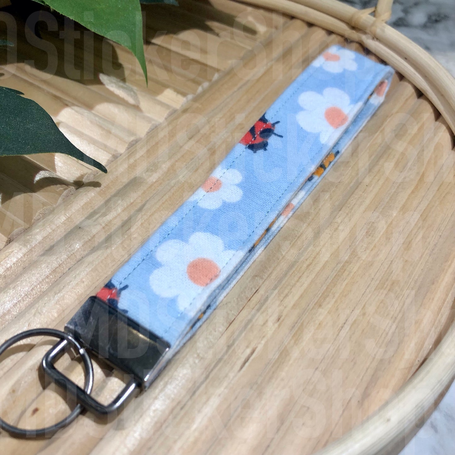 Ladybug Flannel Print Fabric Keychain