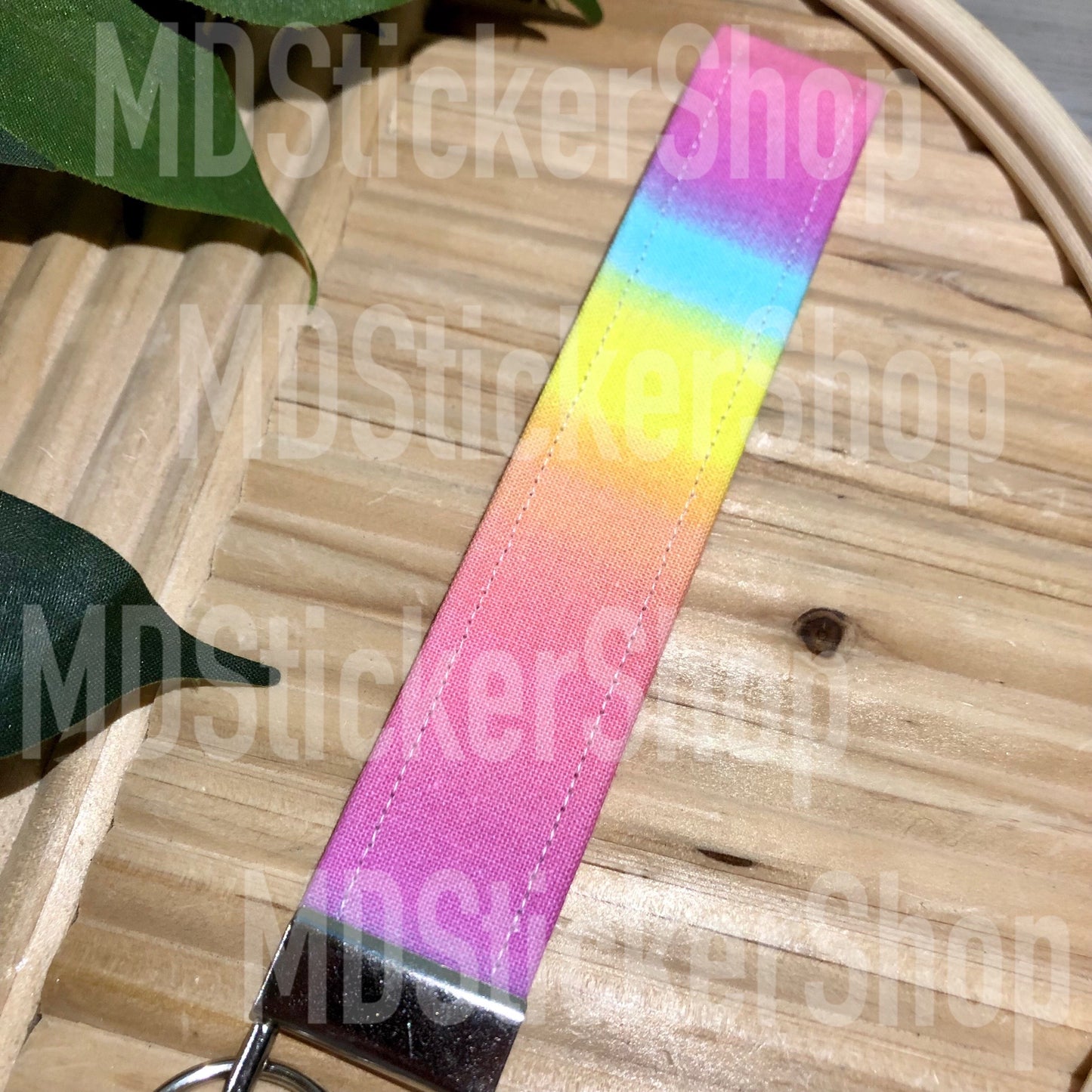 Ombre Rainbow Print Fabric Keychain, Key Fob