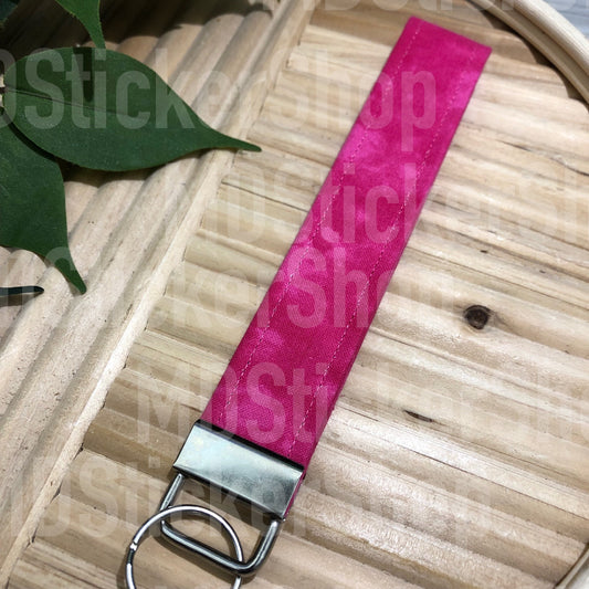 Cloudy Pink Print Fabric Keychain, Key Fob