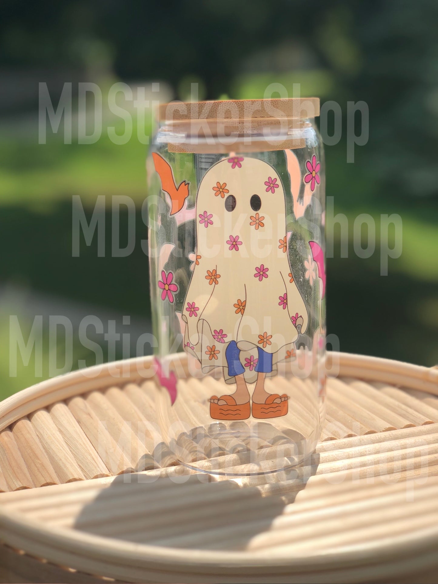 Lizzie Halloween Ghost Beer Can Glass Cup