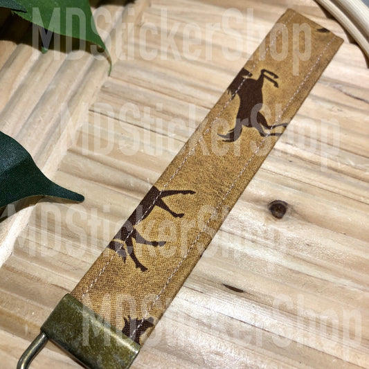 Wild Horse Print Fabric Keychain, Key Fob