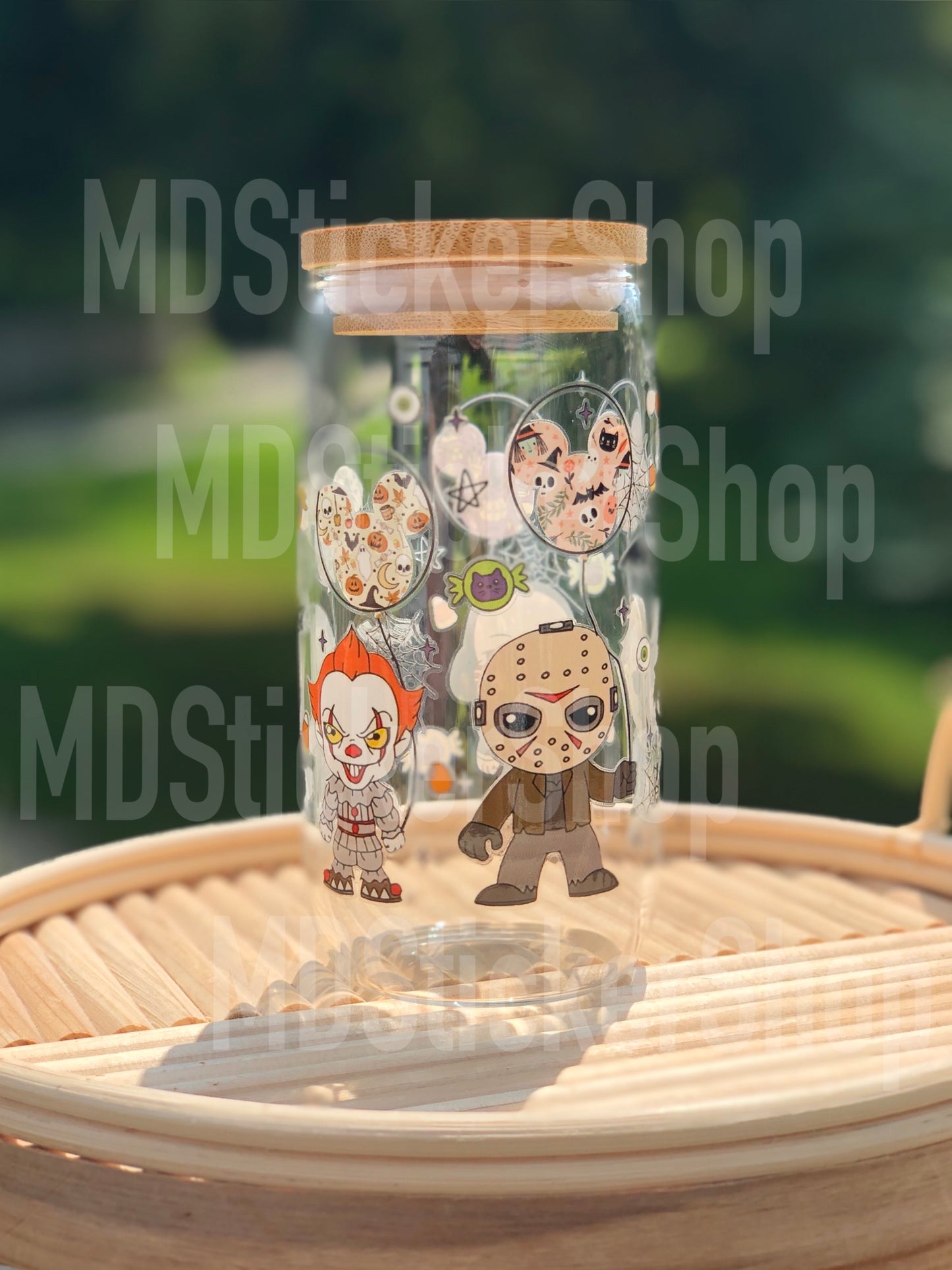 Horror Cartoon Halloween Beer Can Glass Cup