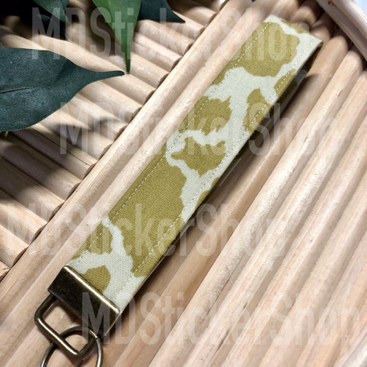 Safari Cow Print Fabric Keychain, Key Fob