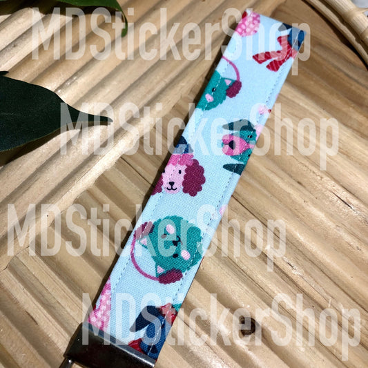 Christmas Dog and Cat Print Fabric Keychain, Key Fob