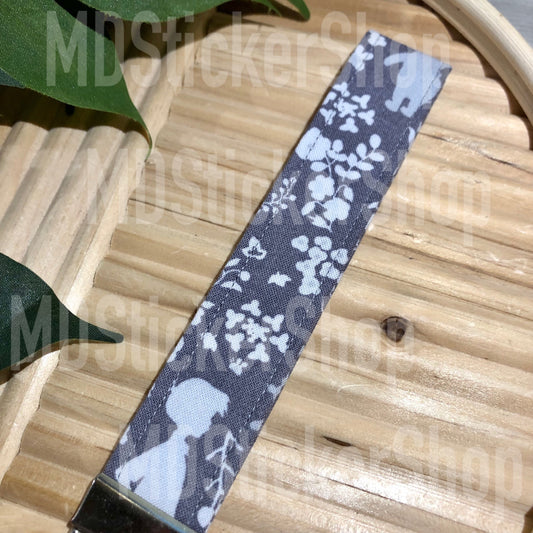 Cristopher and Pooh Floral Print Fabric Keychain, Key Fob