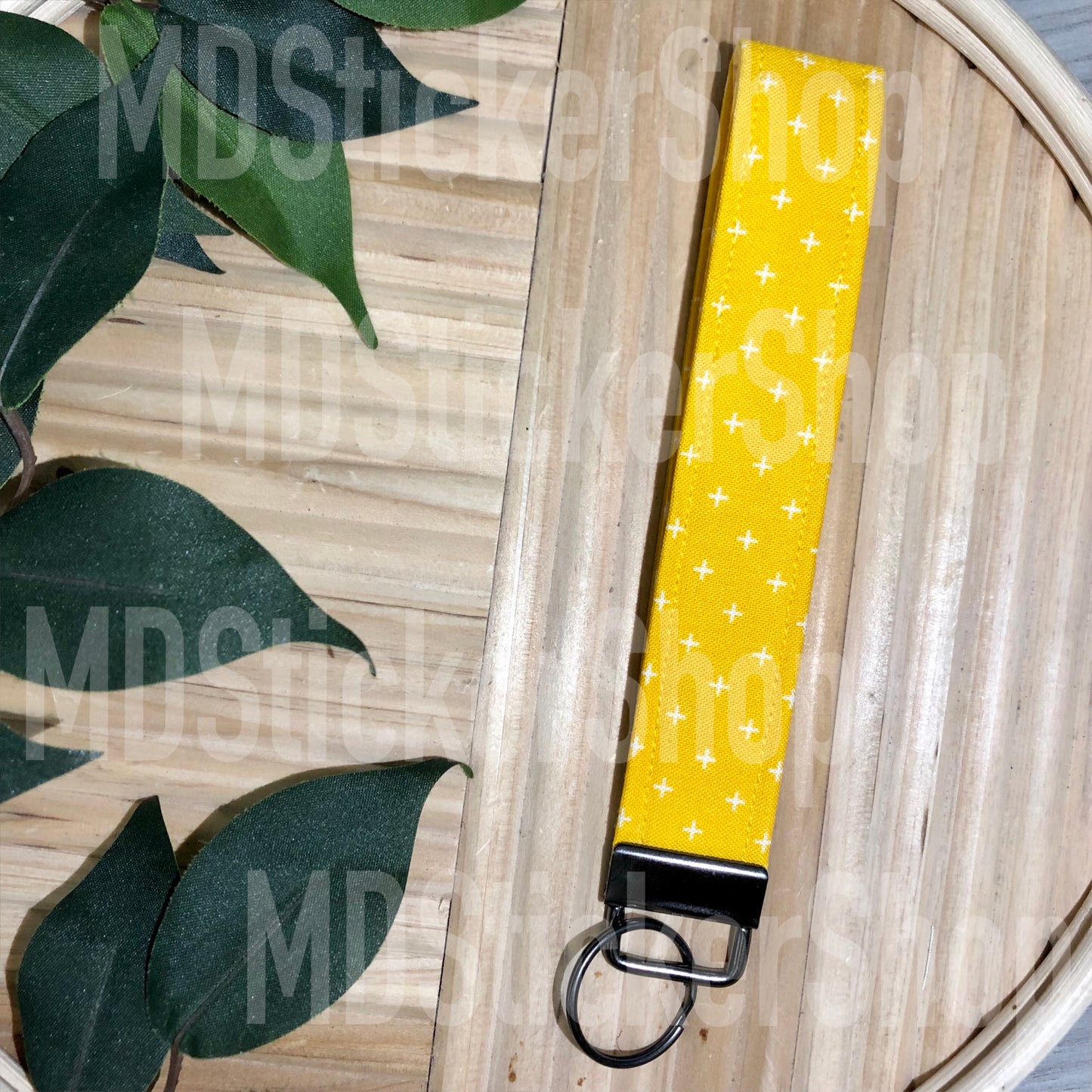 Gold X Print Fabric Keychain, Key Fob
