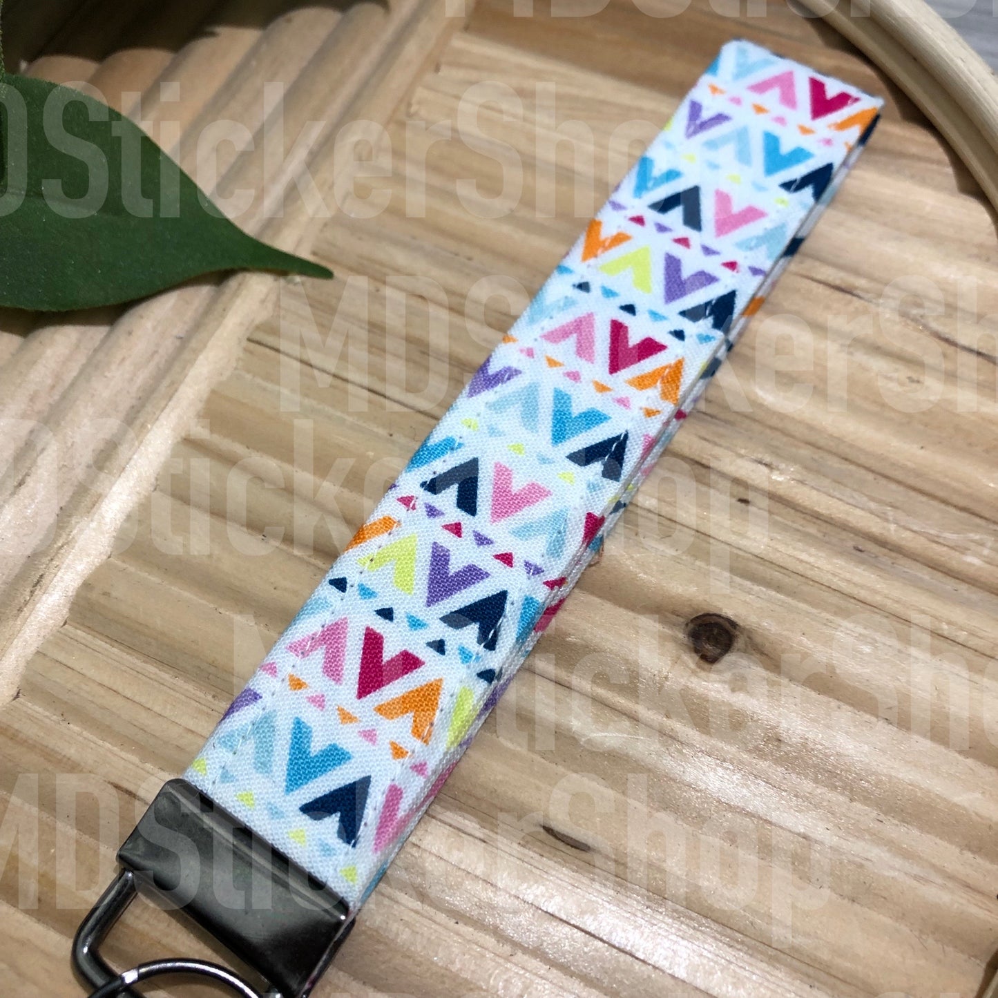 Colorful Peaks Print Fabric Keychain, Key Fob