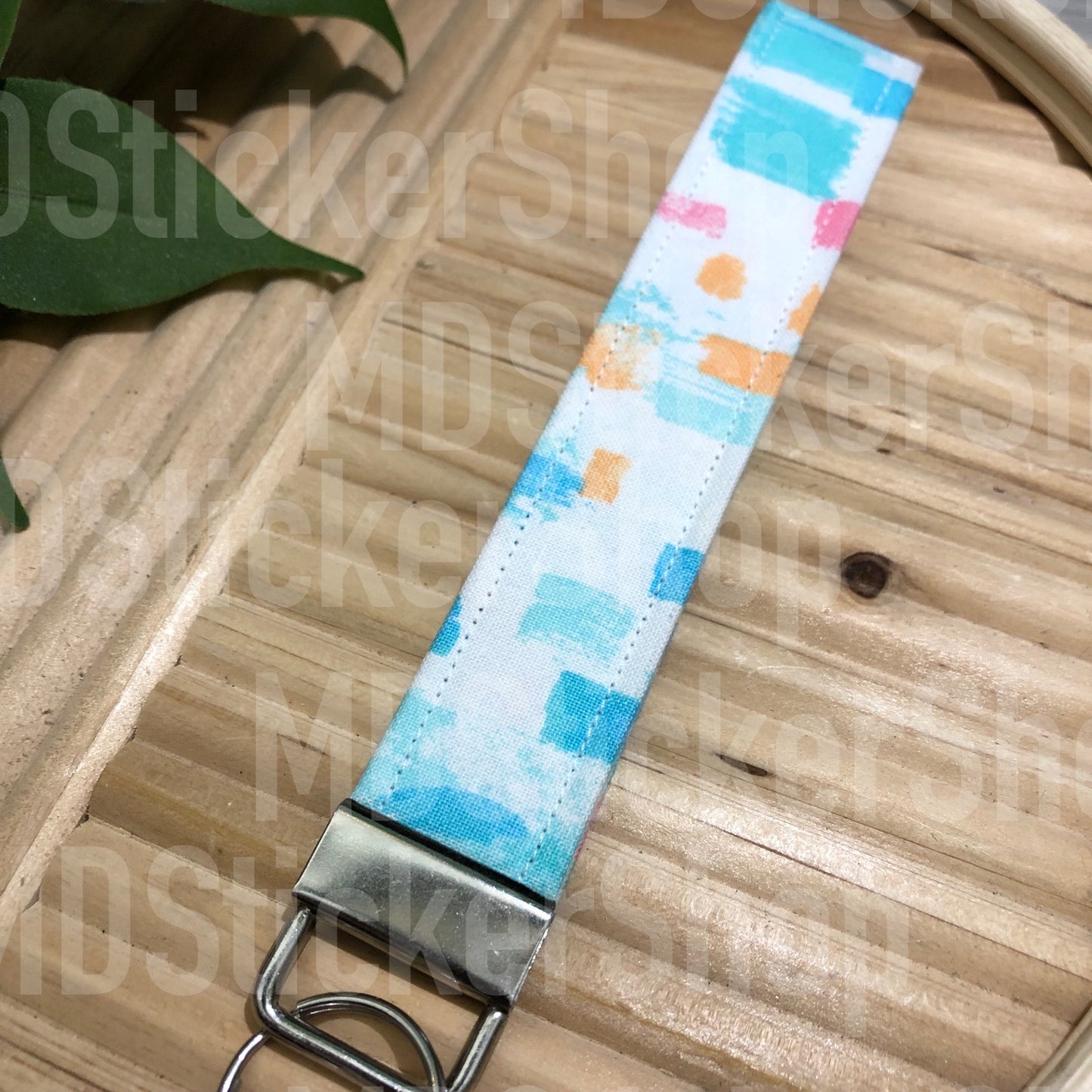 Neon Swatch Print Fabric Keychain, Key Fob