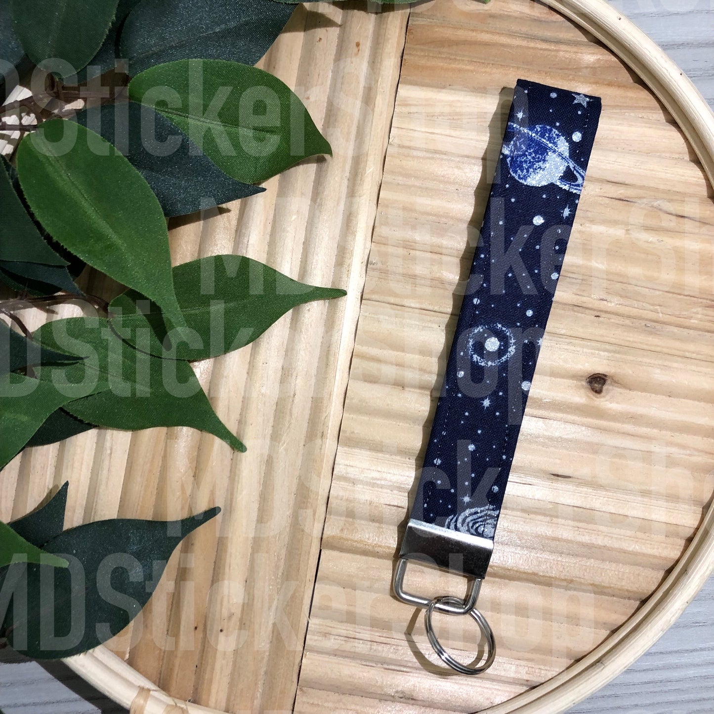 Glitter Space Print Fabric Keychain, Key Fob