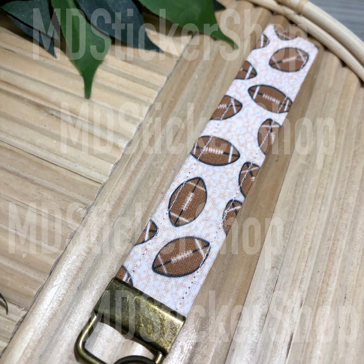Football Cheetah Print Fabric Keychain, Key Fob