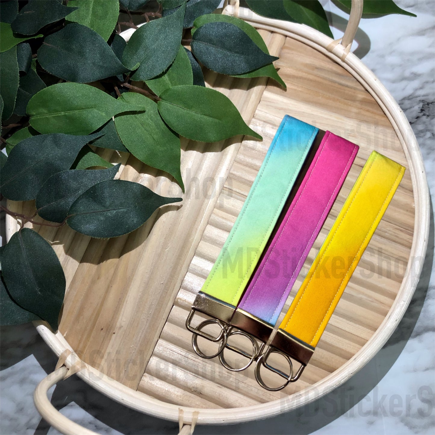 Ombré Rainbow Print Fabric Keychain, Key Fob