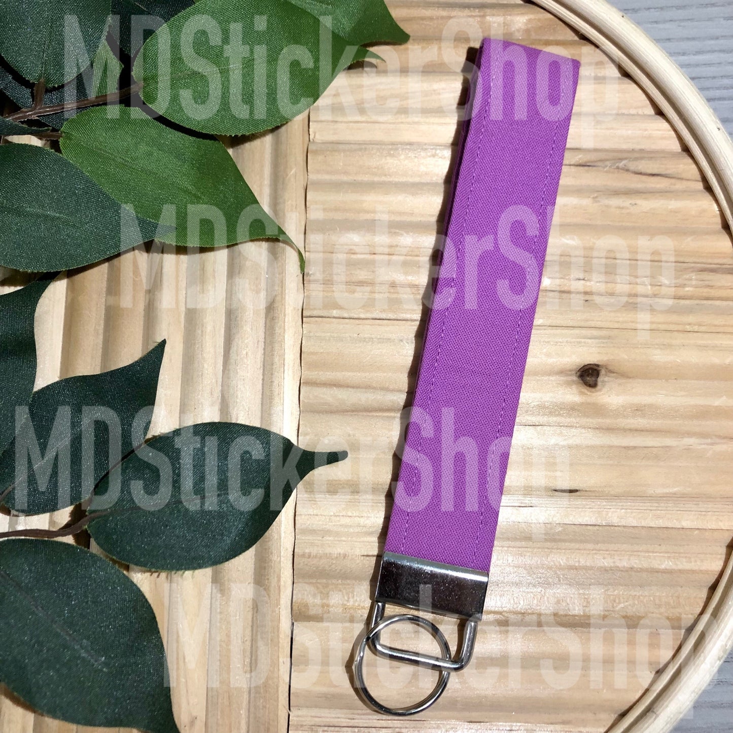Solid Purple Print Fabric Keychain, Key Fob