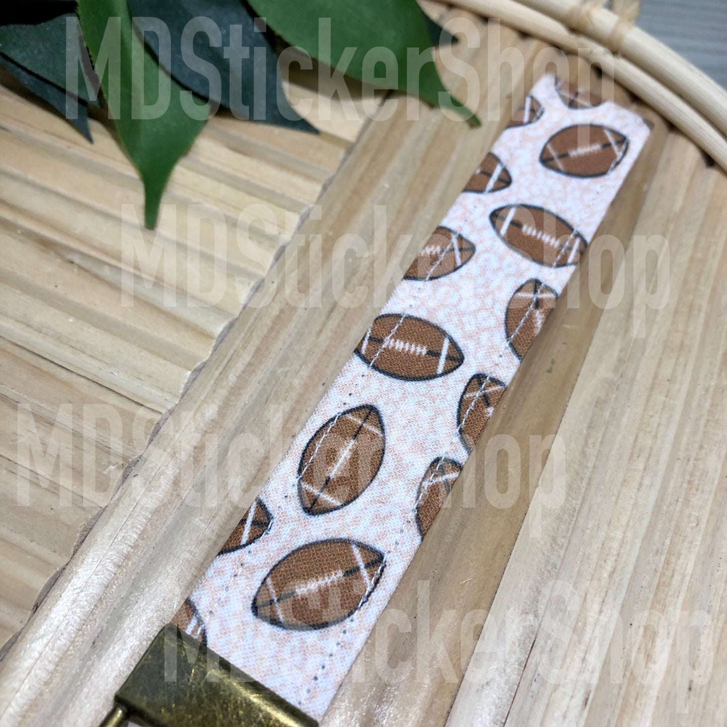 Football Cheetah Print Fabric Keychain, Key Fob