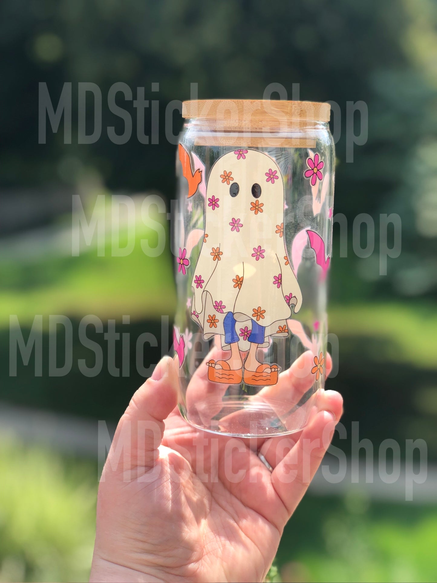 Lizzie Halloween Ghost Beer Can Glass Cup