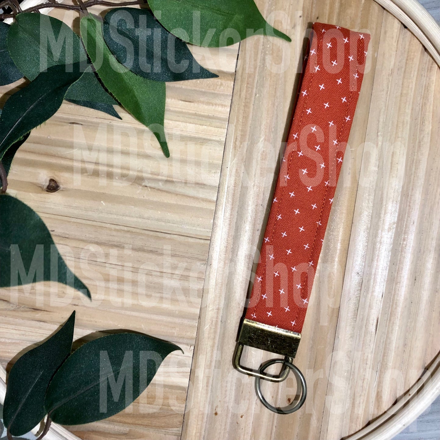 Rust X Print Fabric Keychain, Key Fob