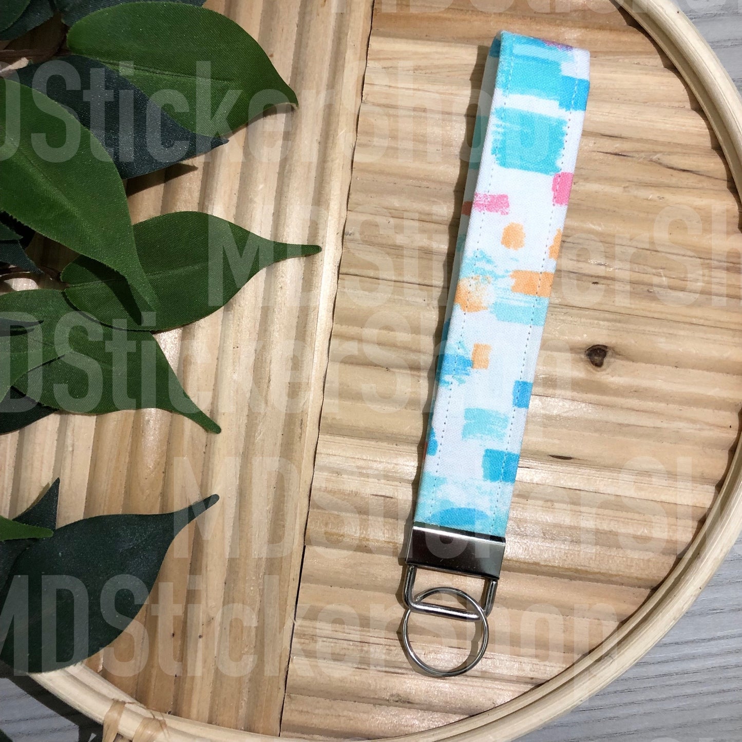 Neon Swatch Print Fabric Keychain, Key Fob