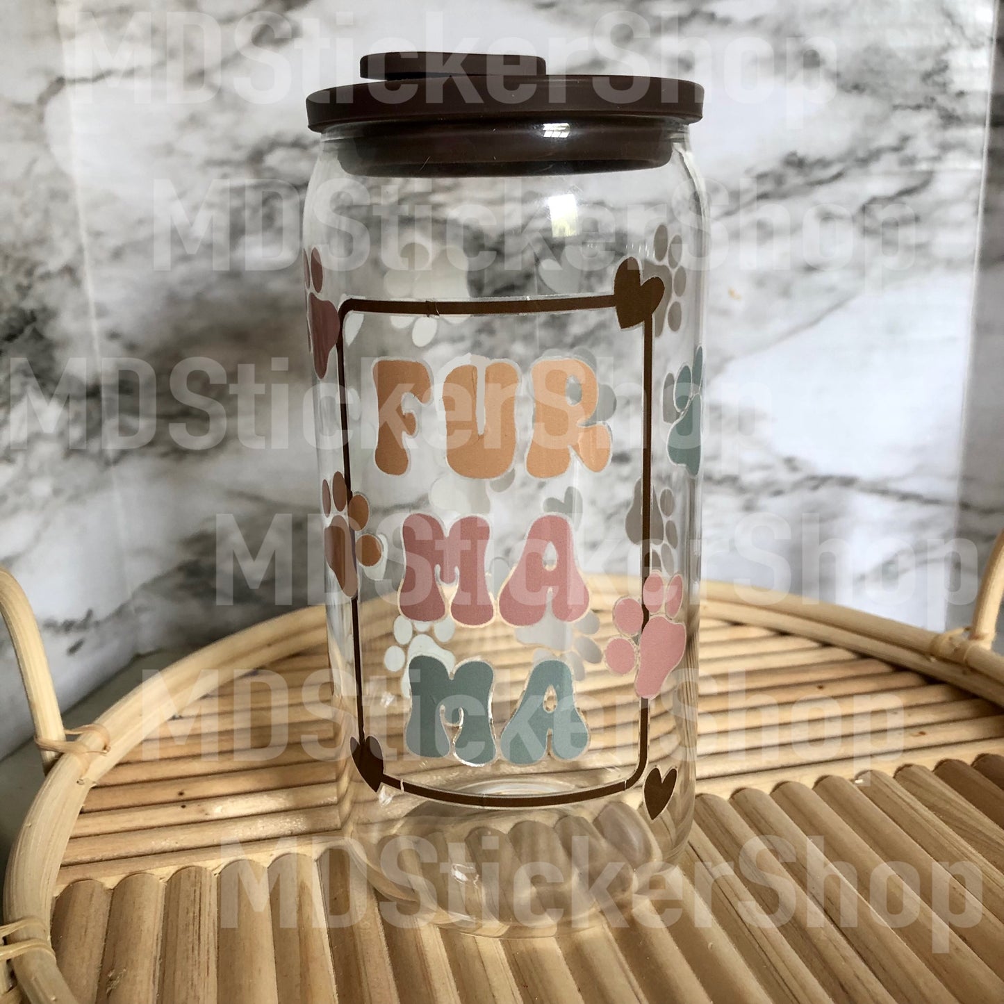 Fur Mama Paw Print Beer Can Glass Cup