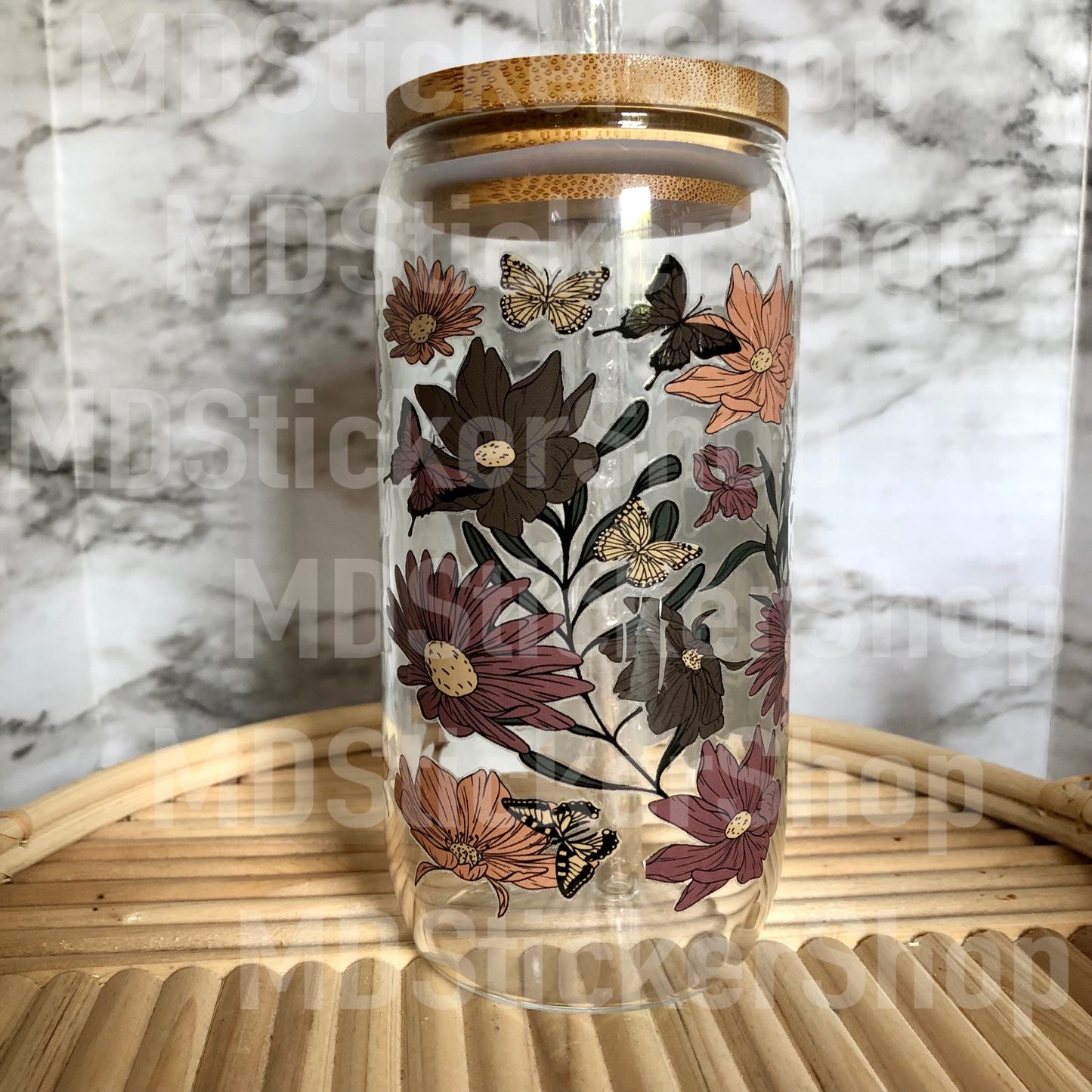 Horror Characters Floral Halloween Beer Can Glass Cup