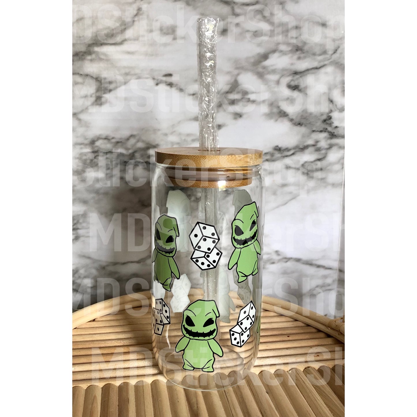 Boogeyman Dice Halloween Beer Can Glass Cup