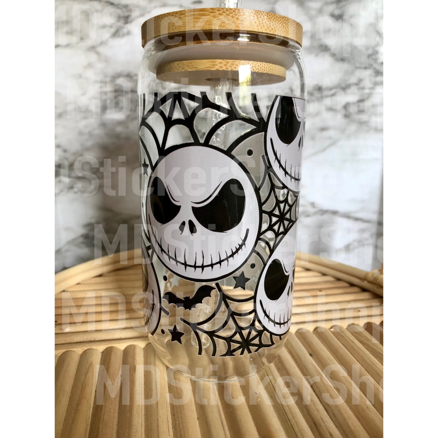 Jack Skellington Halloween Beer Can Glass Cup