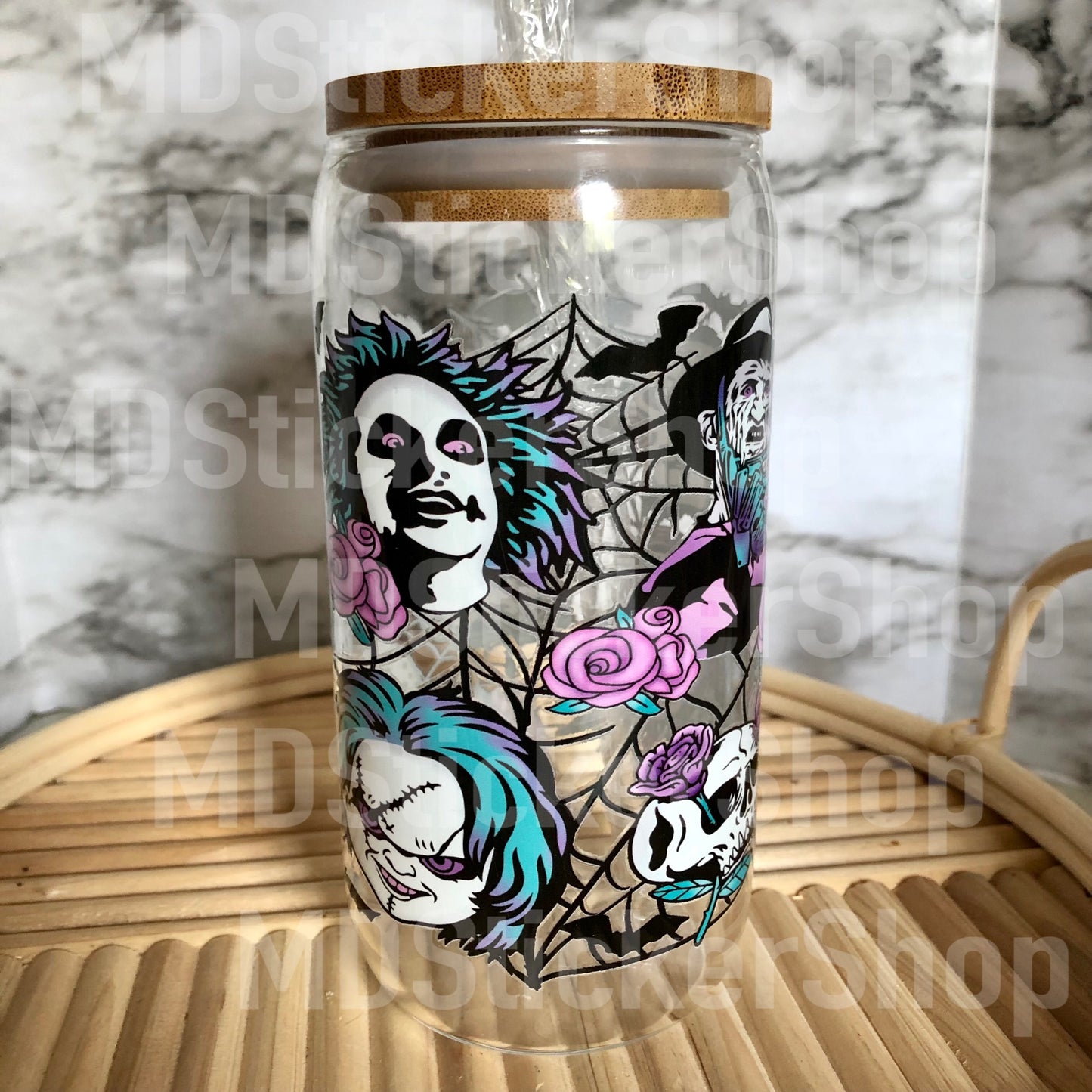Horror Characters Halloween Beer Can Glass Cup