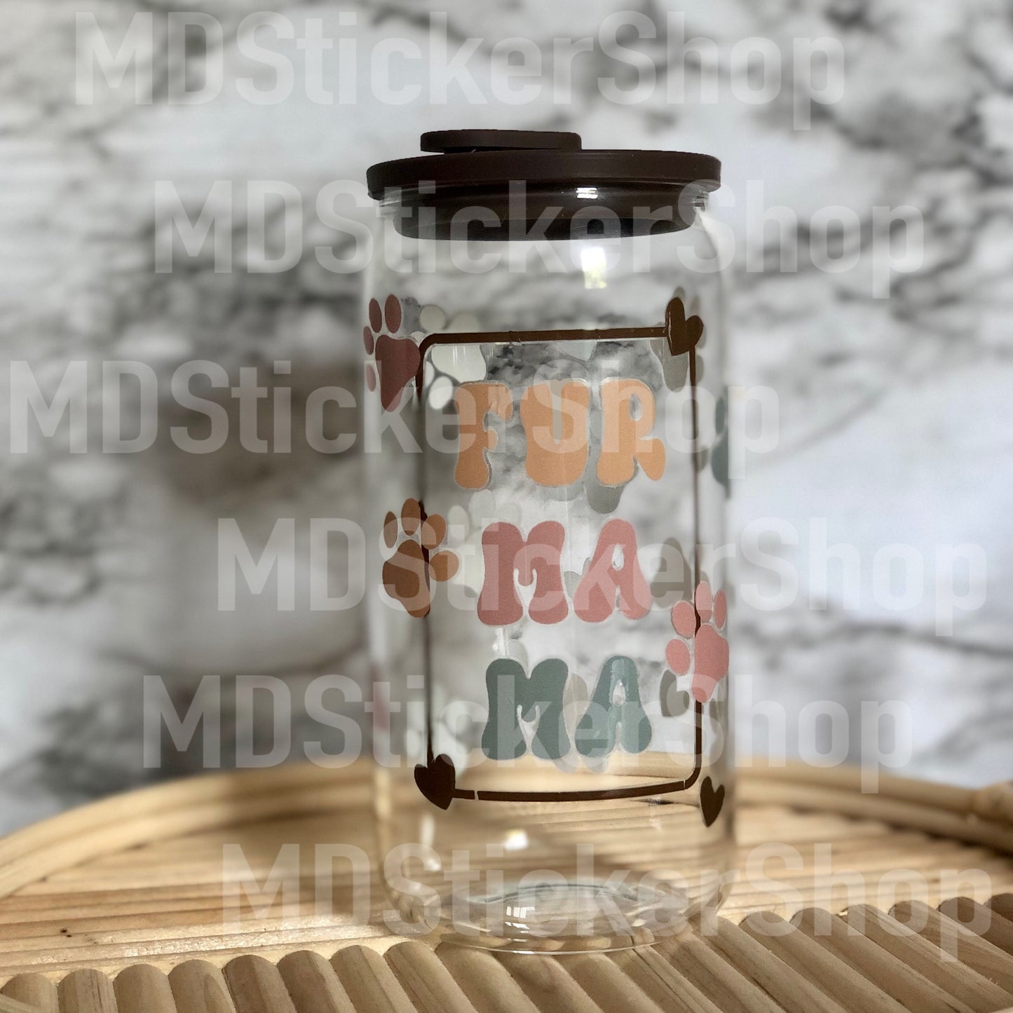 Fur Mama Paw Print Beer Can Glass Cup